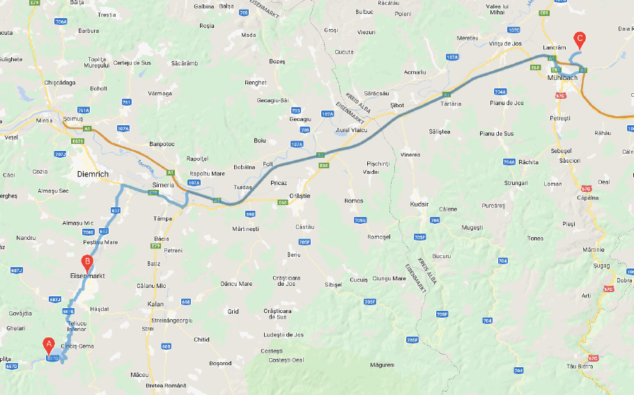 Unsere heutige Route, 100 km