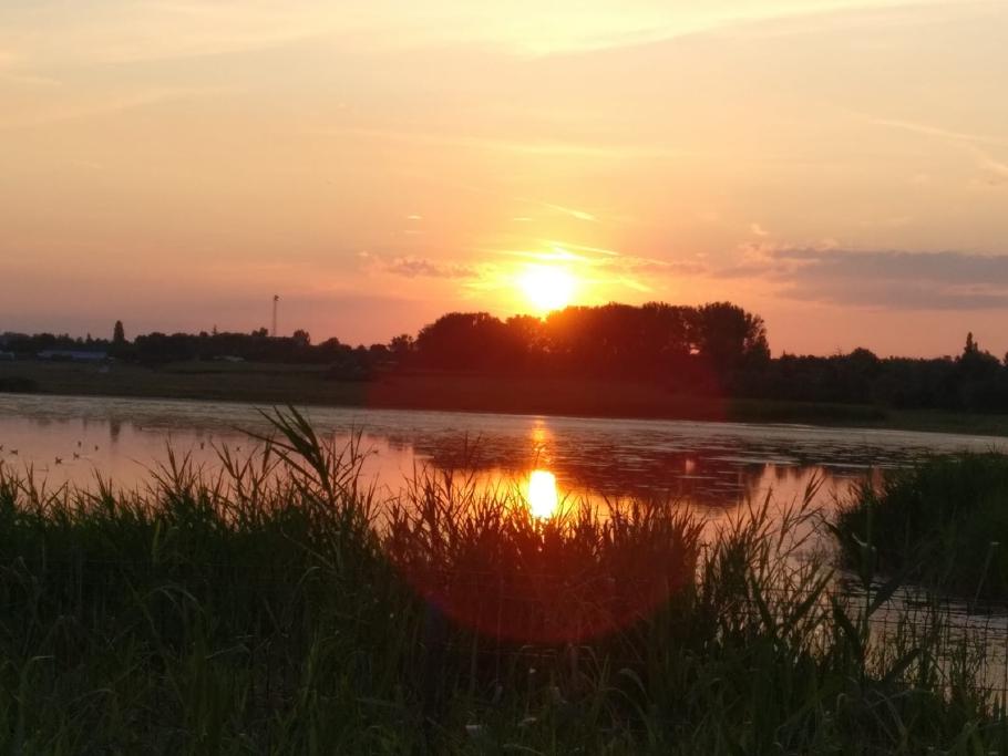 Sonnenuntergang über dem Lacul Balta Alba.