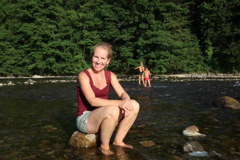 Und Anke freut sich über die Abendsonne.