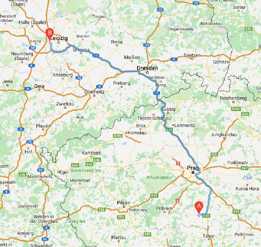 Unsere heutige Route, 360 km