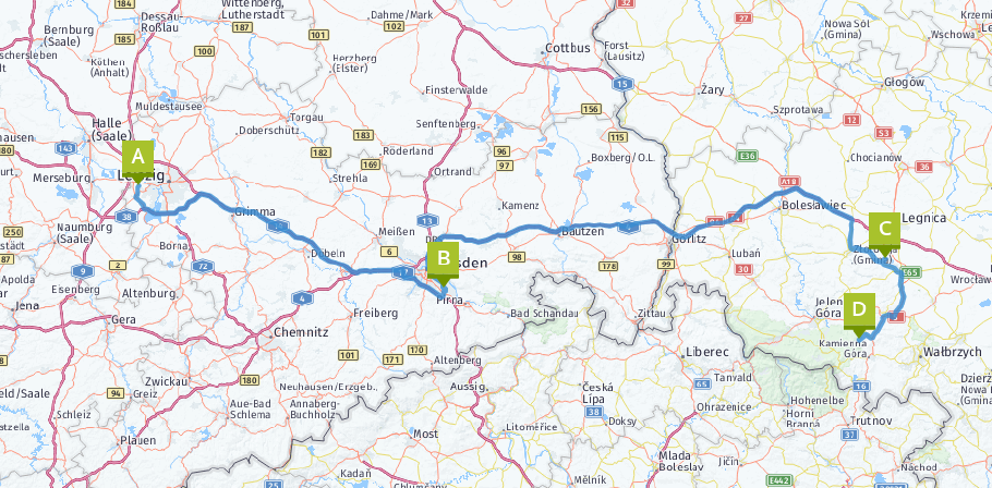 Unsere heutige Route: 460 km