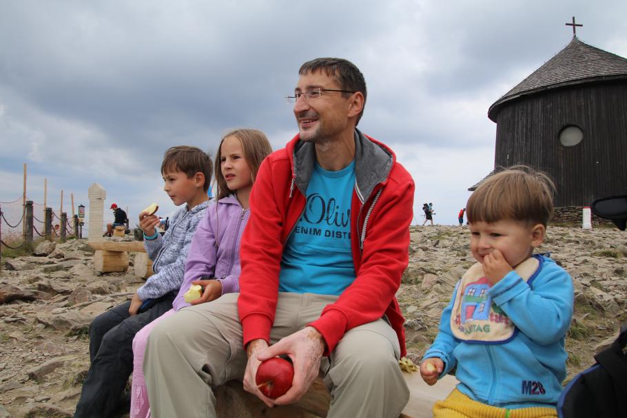 Kurze Pause auf dem Gipfel.