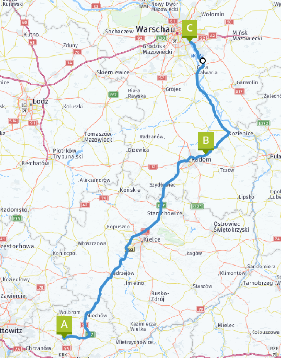 Unsere heutige Route: 312 km