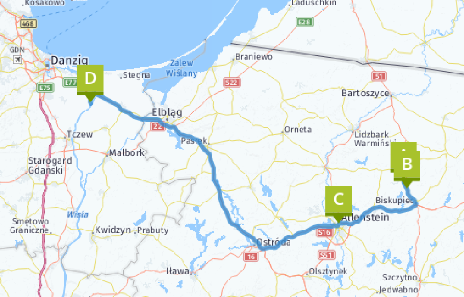 Unsere heutige Route: 218 km