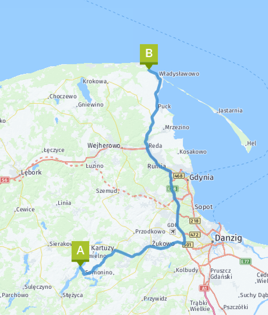 Unsere heutige Route: 94 km