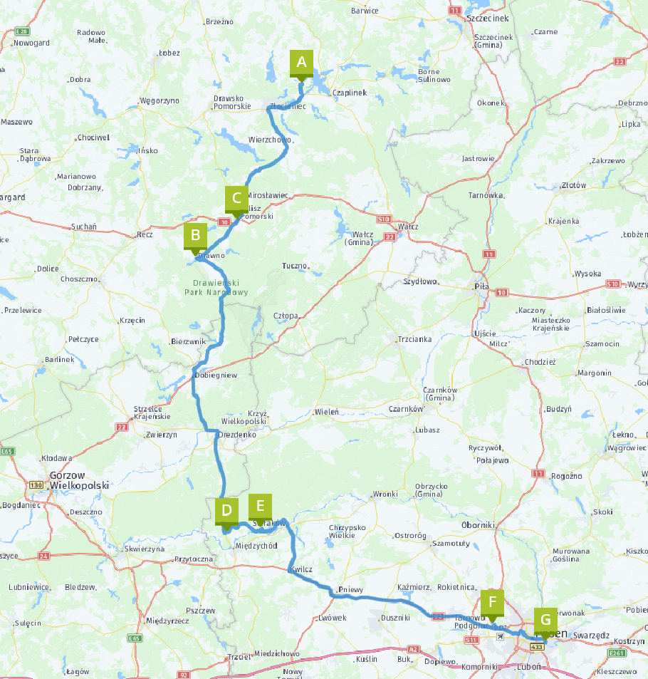 Unsere heutige Route: 290 km