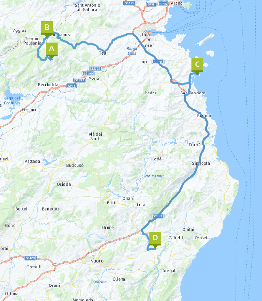 Unsere heutige Route: 160 km