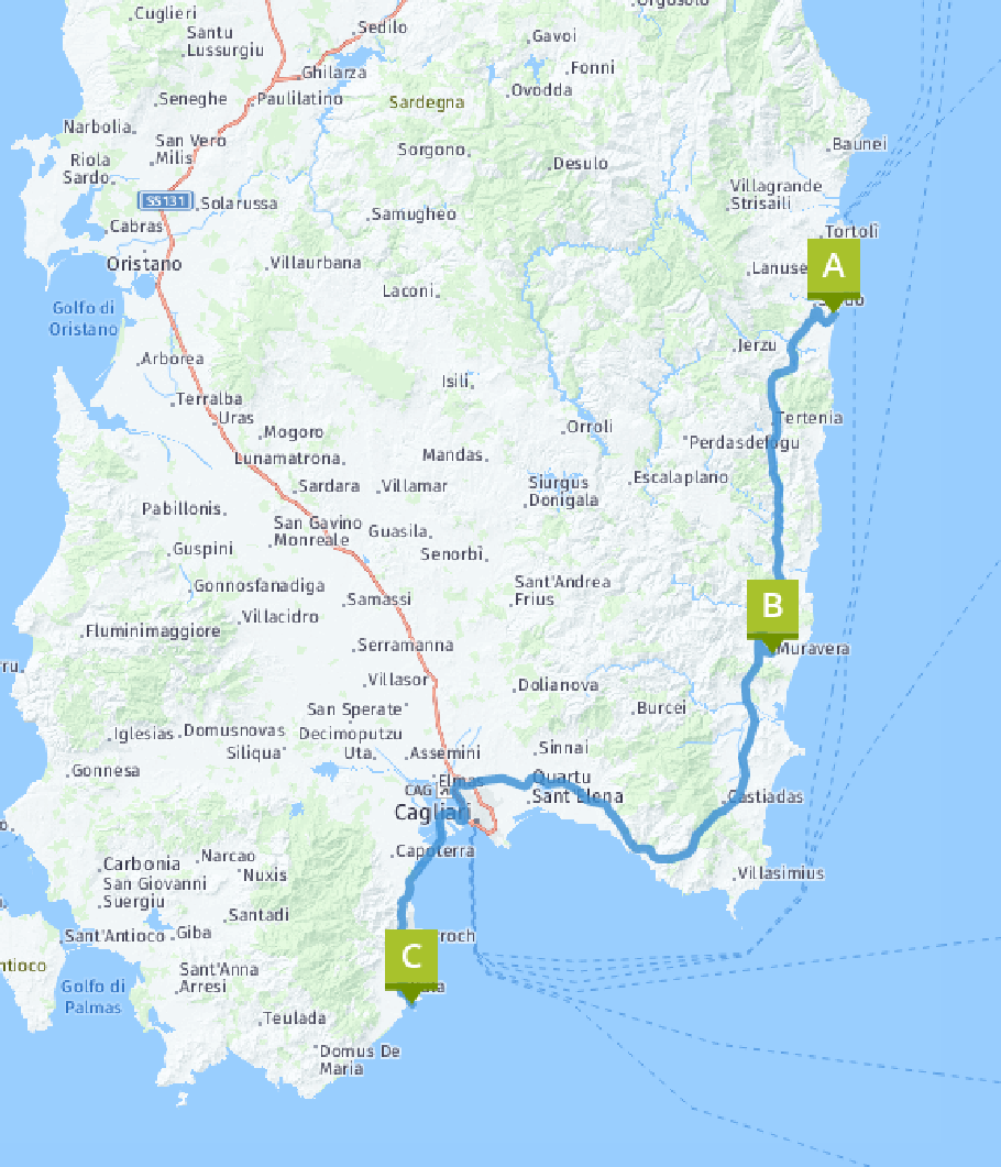 Unsere heutige Route: 175 km