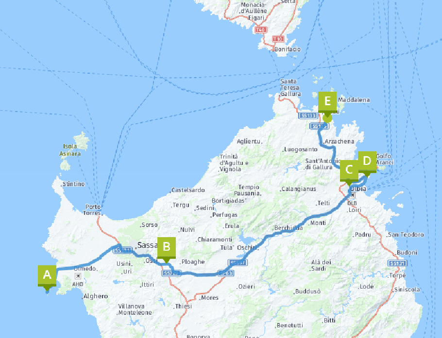 Unsere heutige Route: 200 km