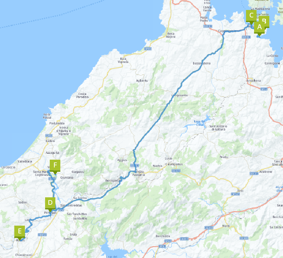 Unsere heutige Route: 130 km