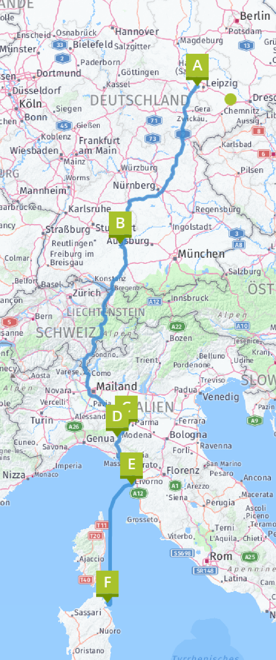 Leipzig – Sardinien