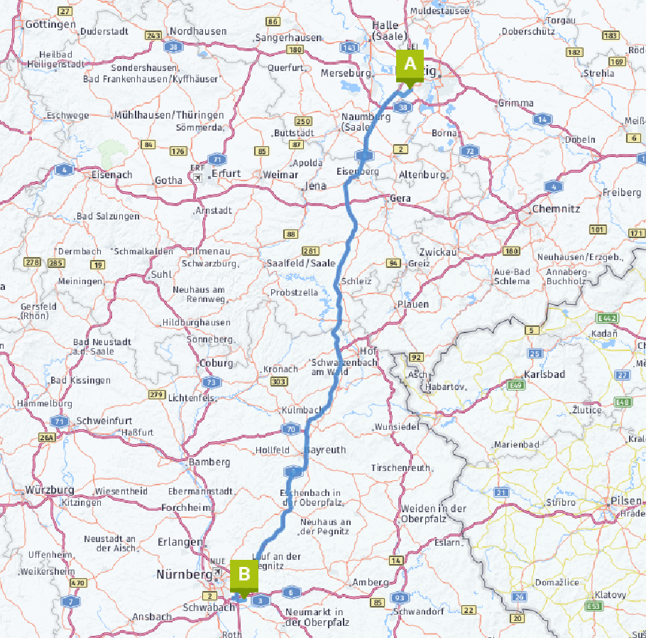 Unsere heutige Route: 280 km.