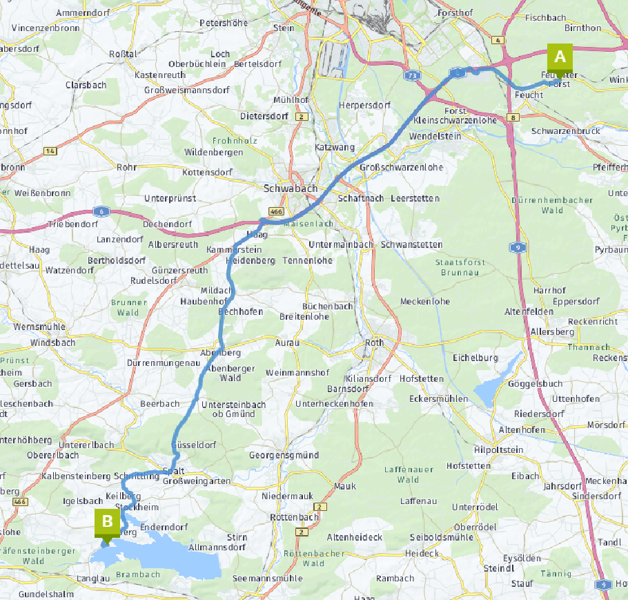 Unsere heutige Route: 52 km.