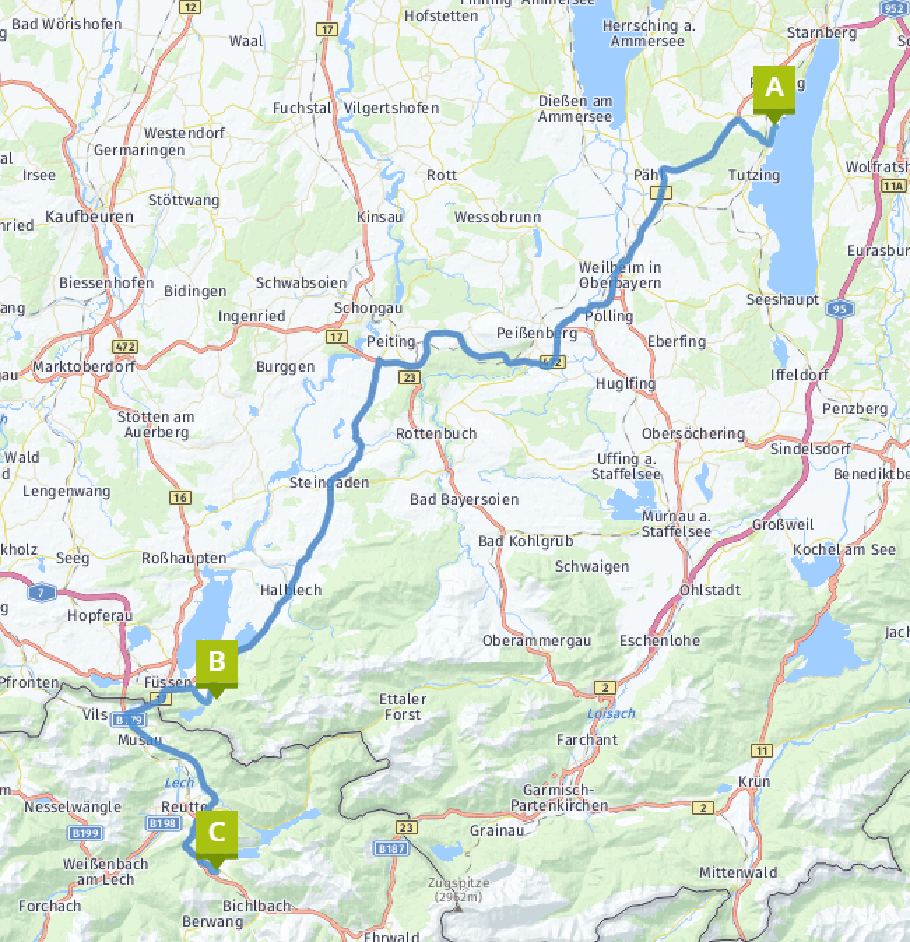 Unsere heutige Route: 120 km