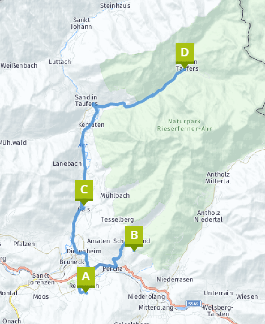 Unsere heutige Route: 50 km.