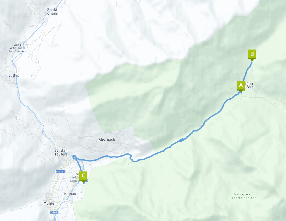 Unsere heutige Route: 17 km.