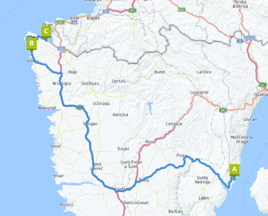 Unsere heutige Route: 110 km.