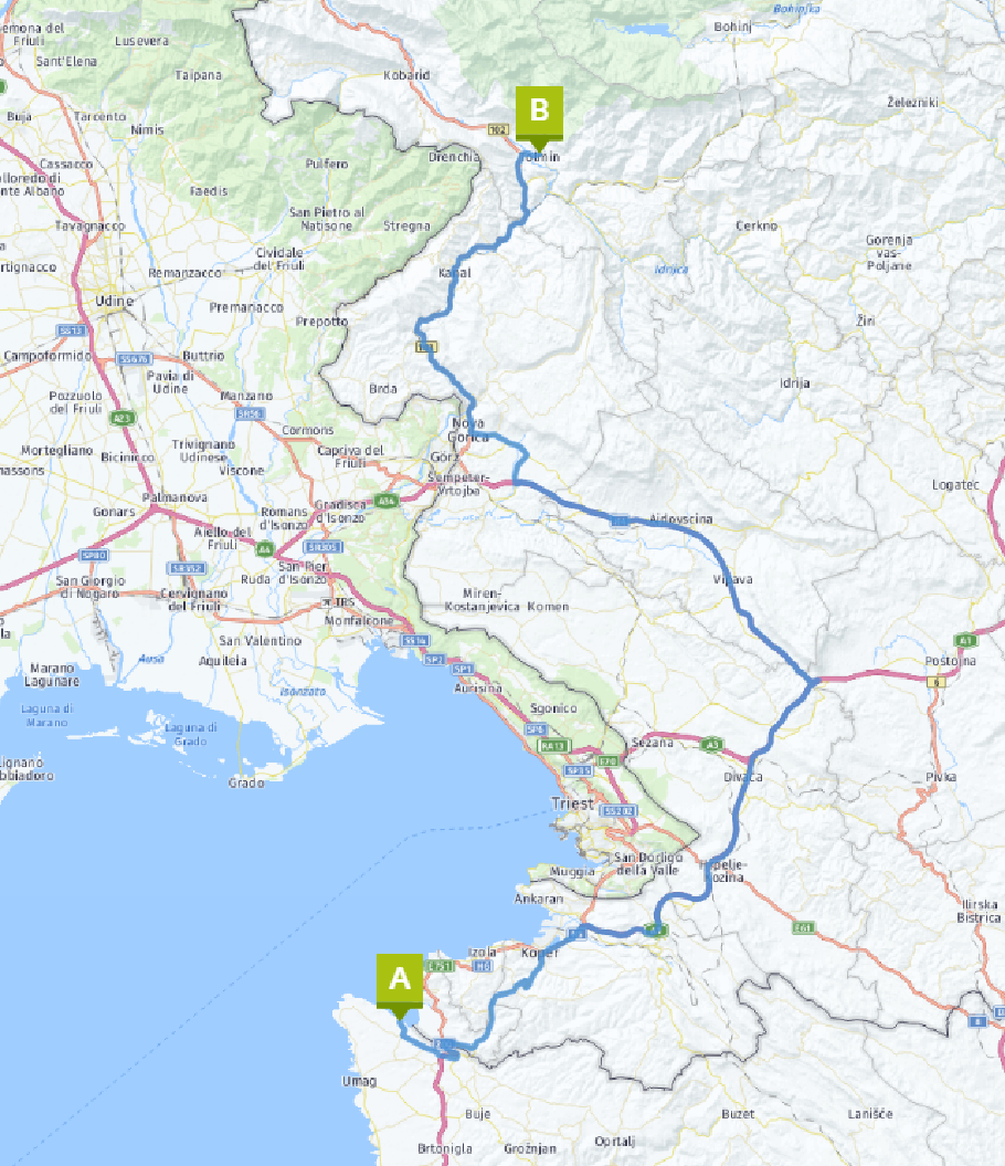 Unsere heutige Route: 165 km.