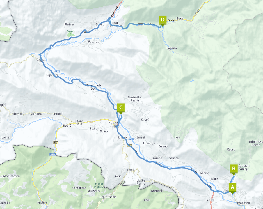 Unsere heutige Route: 55 km.