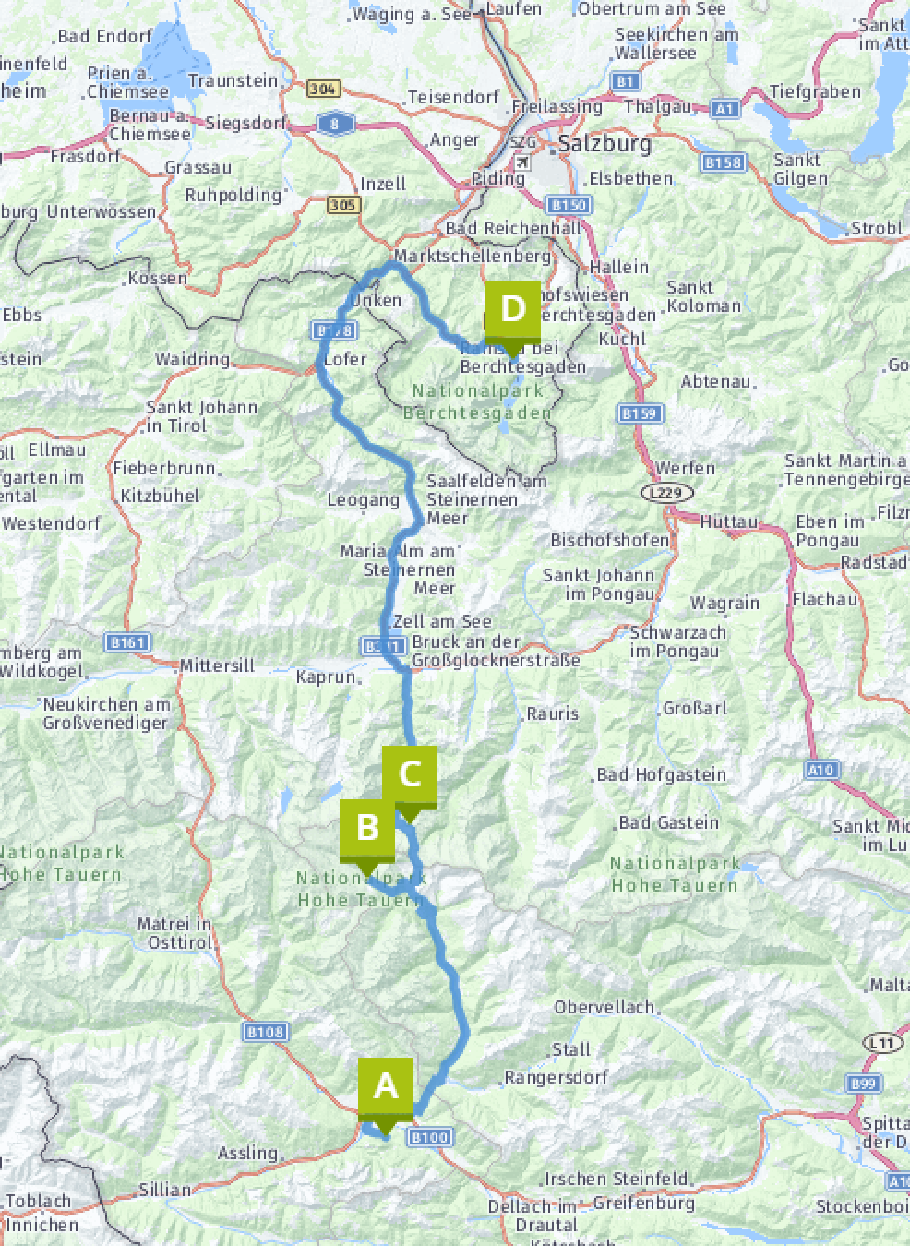 Unsere heutige Route: 202 km.