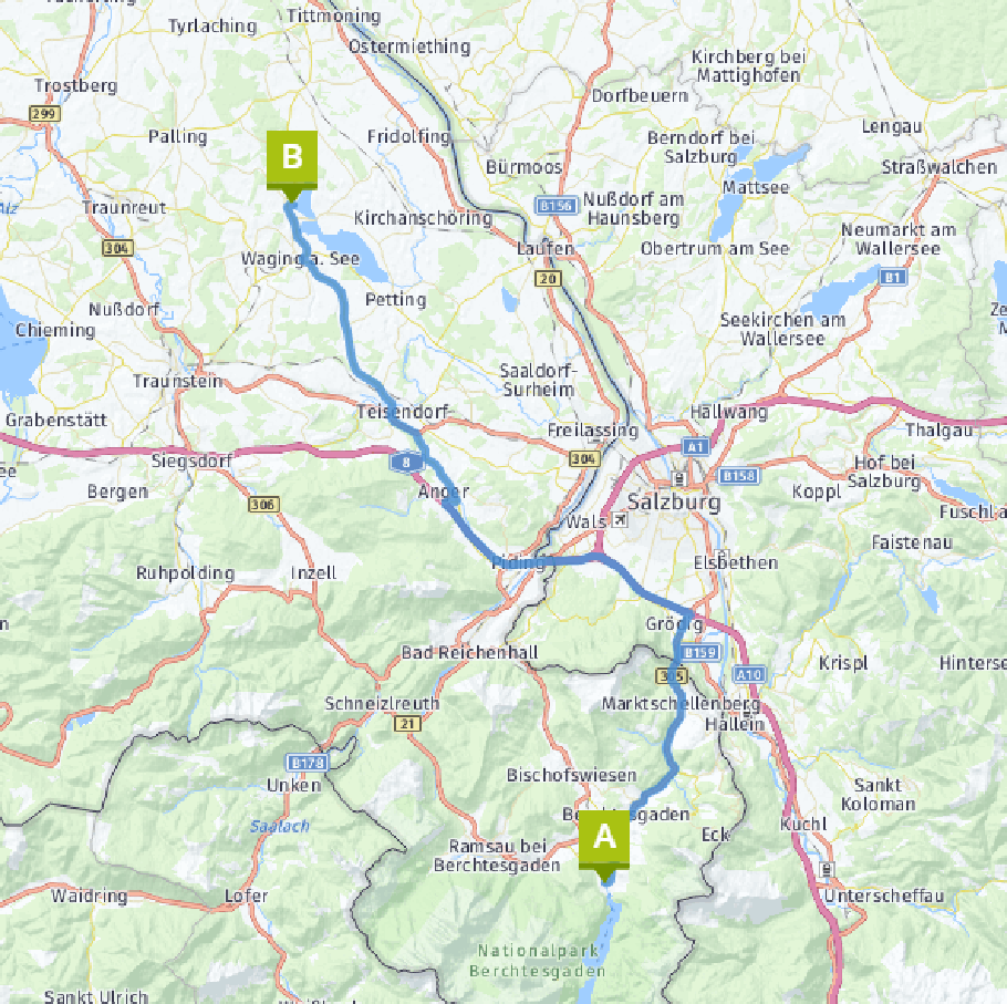 Unsere heutige Route: 60 km.