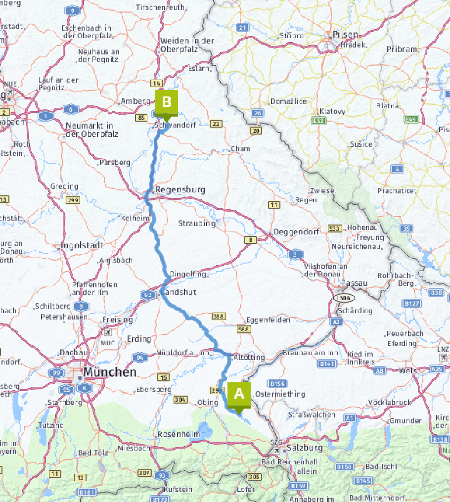 Unsere heutige Route: 210 km.