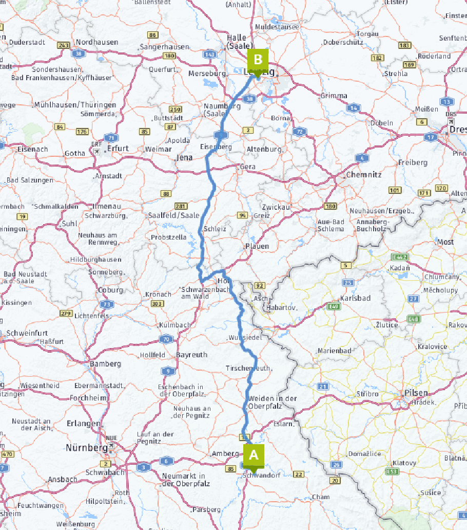 Unsere heutige Route: 290 km.