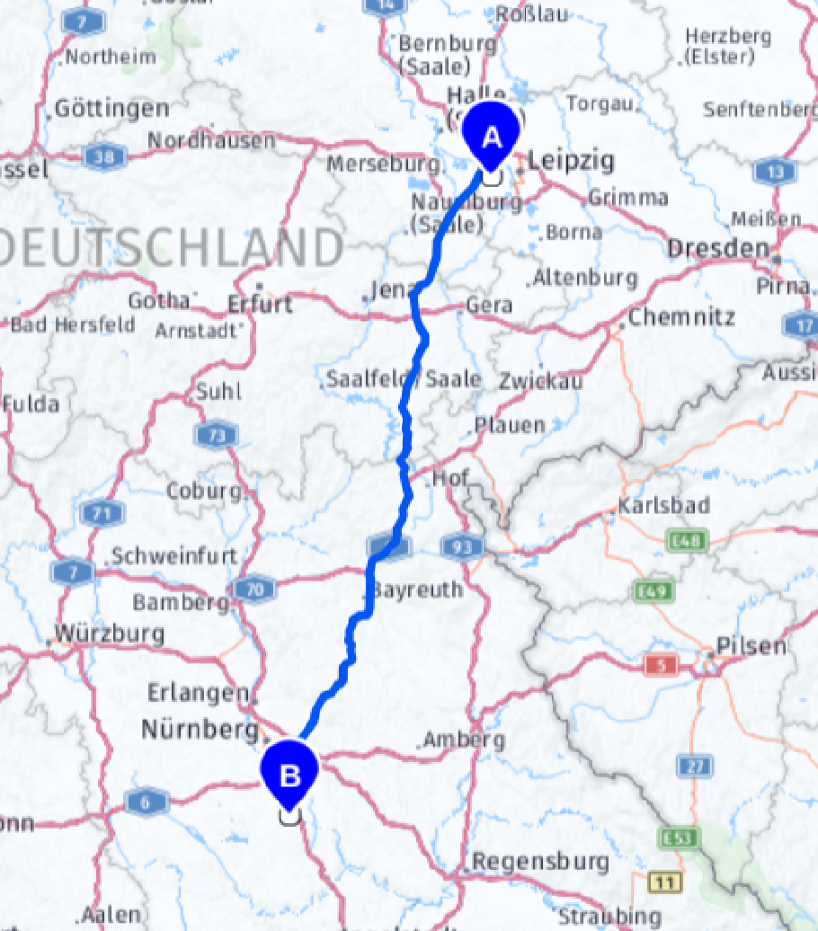 Unsere heutige Route: 287 km
