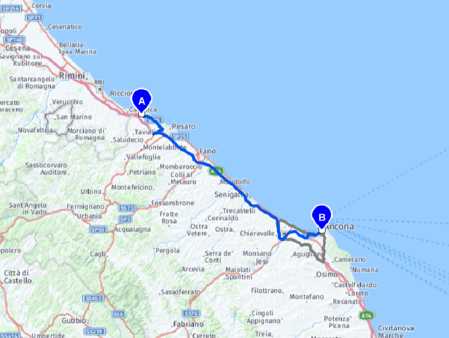 Unsere heutige Route: 99 km