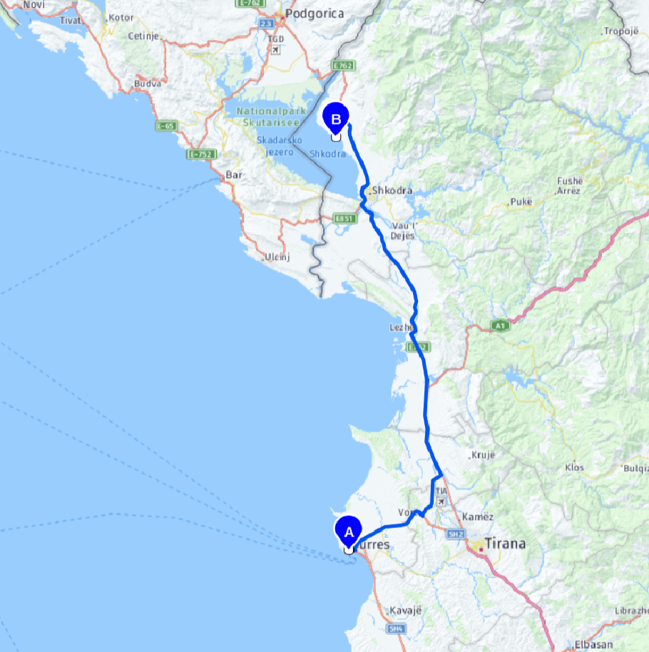 Unsere heutige Route: 152 km