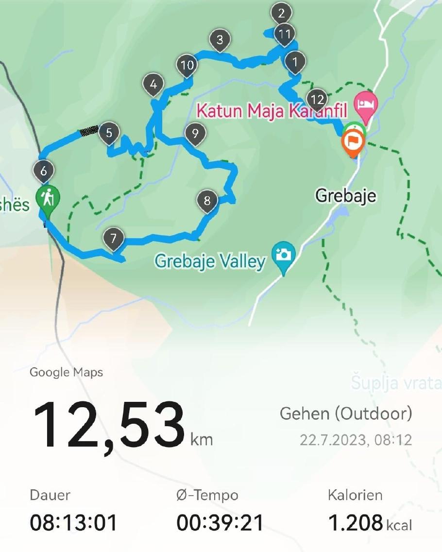 Routenmitschnitt von Anke&rsquo;s Schrittzähler (ohne die größeren Pausen)