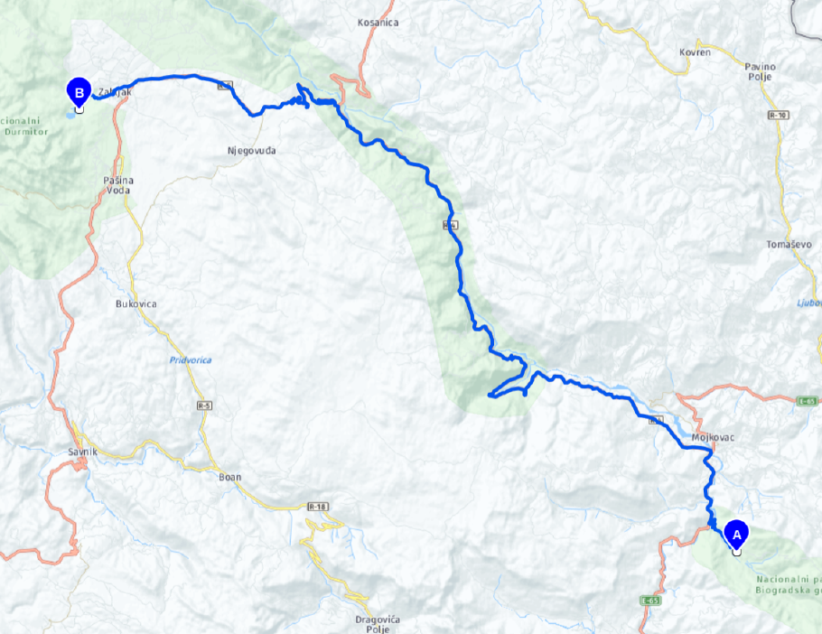 Unsere heutige Route: 97 km