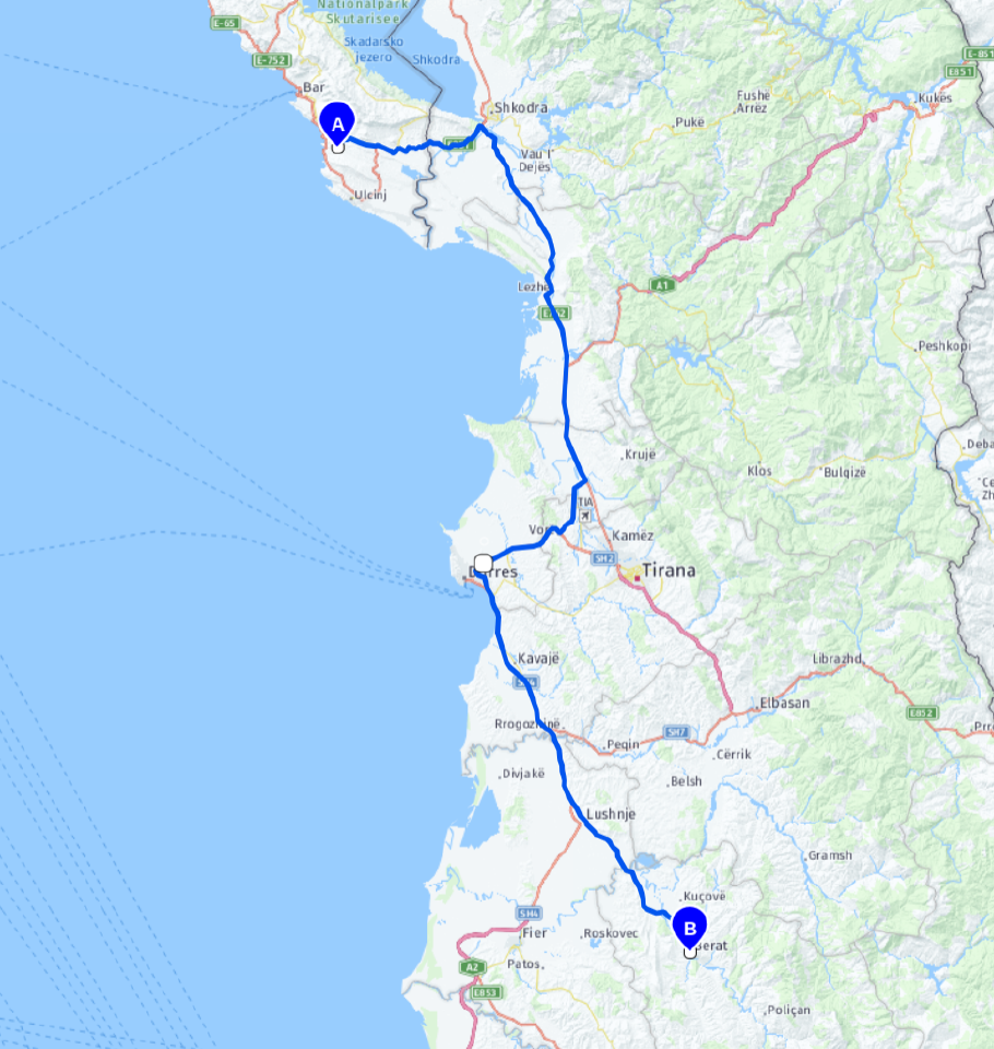 Unsere heutige Route: 251 km