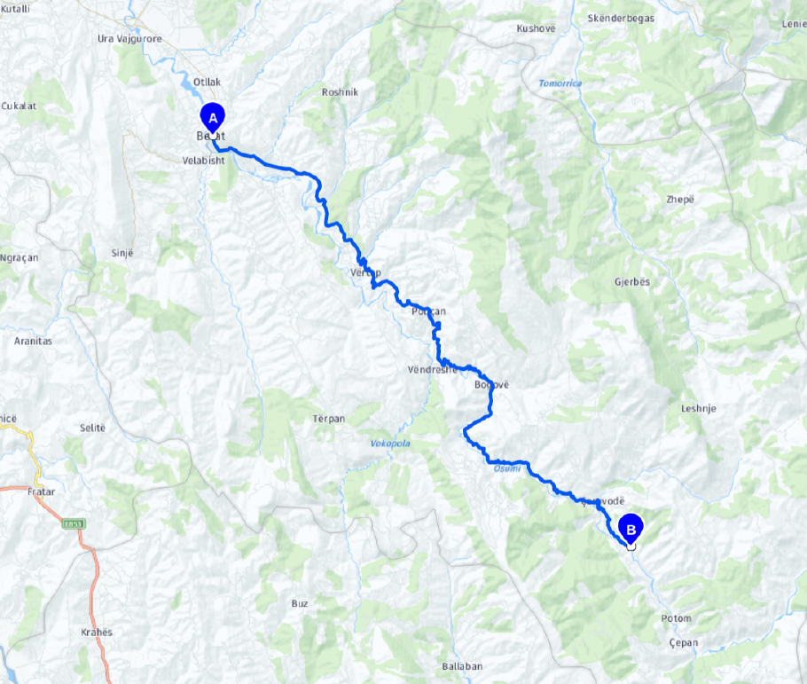Unsere heutige Route: 59 km (in 2 Stunden)