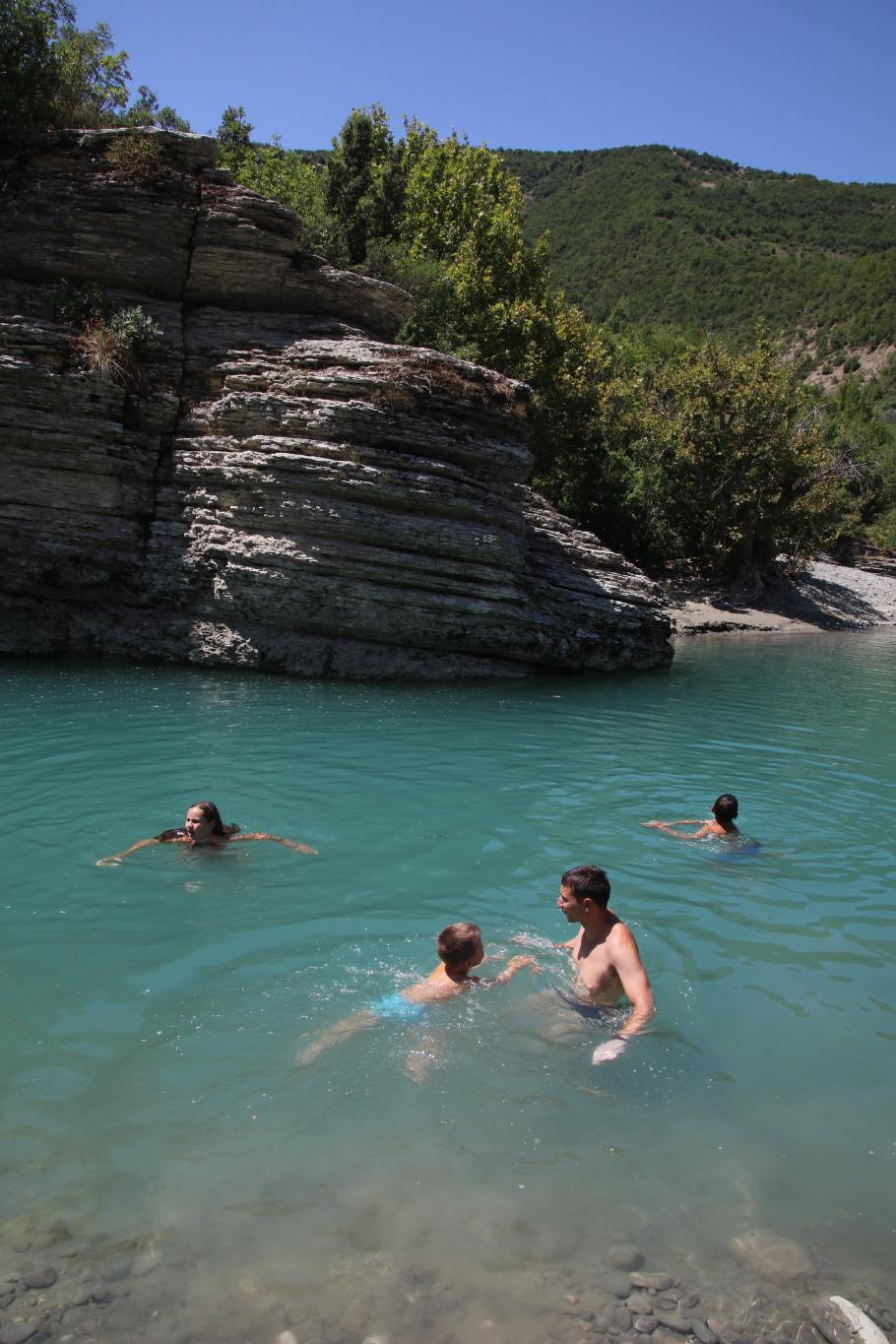 Badestopp nach einer Stunde Wanderung