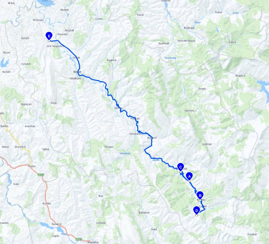 Unsere heutige Route: 124 km