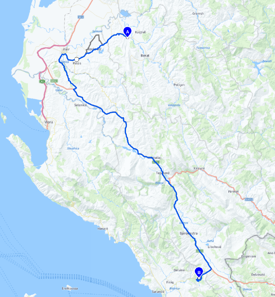 Unsere heutige Route: 187 km