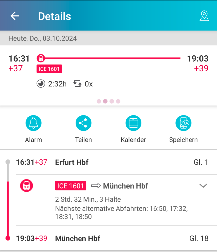 Die Verspätung hat sich auf 40-45 Minuten eingepegelt
