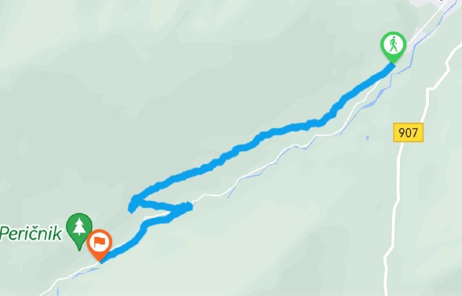 Unsere heutige Route: 5 Kilometer Hinweg, alles zusammen etwa 12 Kilometer