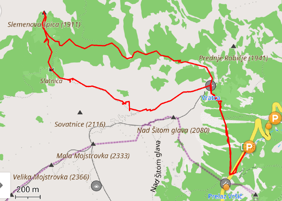 Unsere heutige Route: 7 Kilometer, 500 Meter hoch und wieder runter