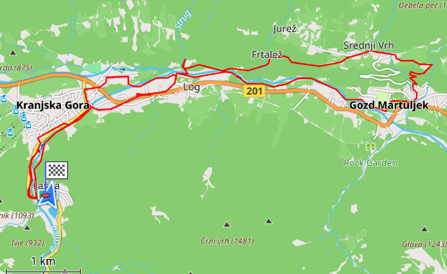 Unsere heutige Wanderroute: 18 Kilometer, 360 Meter hoch und wieder runter