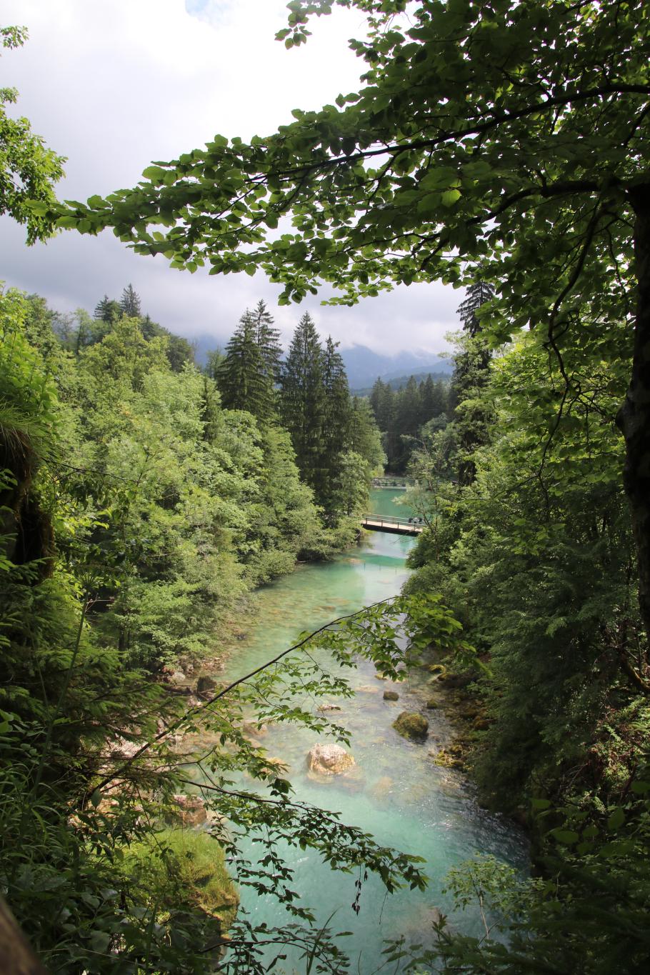 Kaum der Schlucht entkommen, plätschert der Fluss wieder friedlich dahin