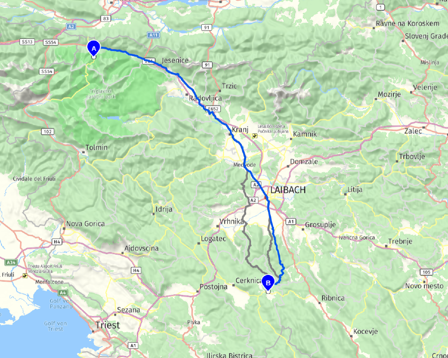 Unsere heutige Route: 130 km
