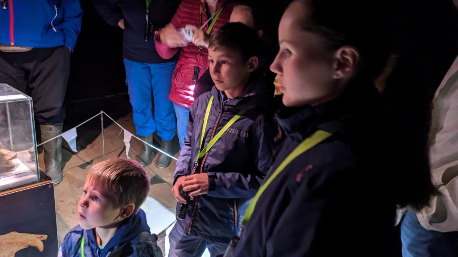 Die Kinder hören gespannt den Geschichten über die Höhlenbären zu