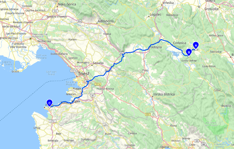 Unsere heutige Route: 100 km