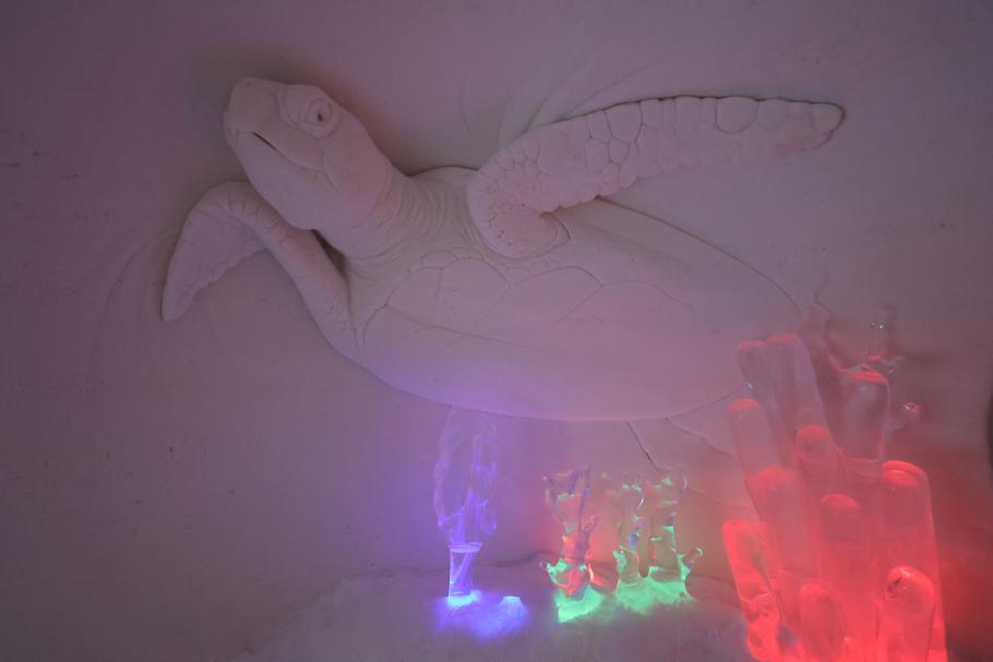 Die Motive scheinen direkt aus der Decke aus Schnee heraus zu kommen