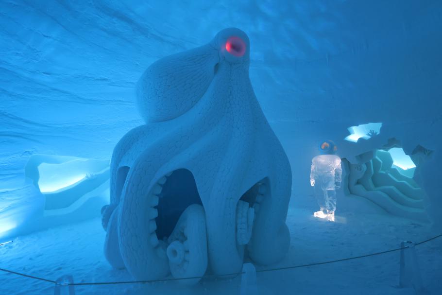 Der Tintenfisch hat einen eigenen Raum mit passender Tonuntermalung