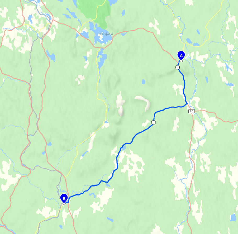 Unser Route nach Kolari: 90 km