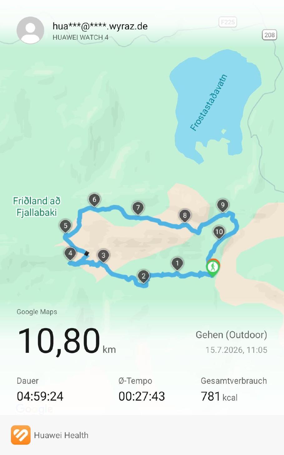 Unsere heutige Wanderroute