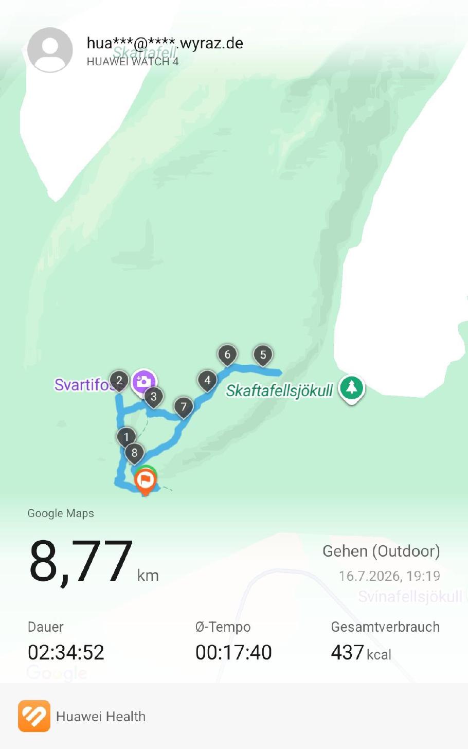 Unsere heutige Wanderroute